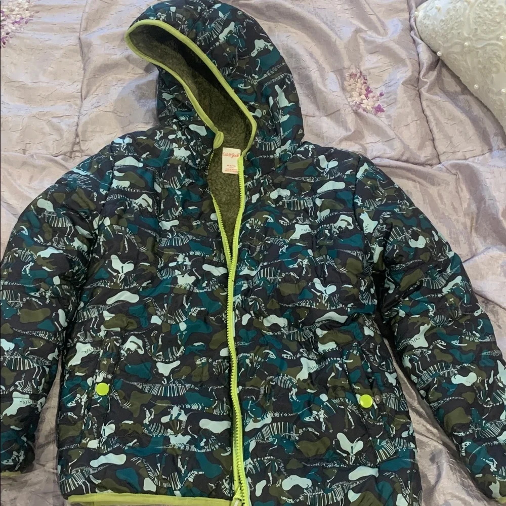 Cat & Jack Camouflage ReversibleJacket with Lime Trim